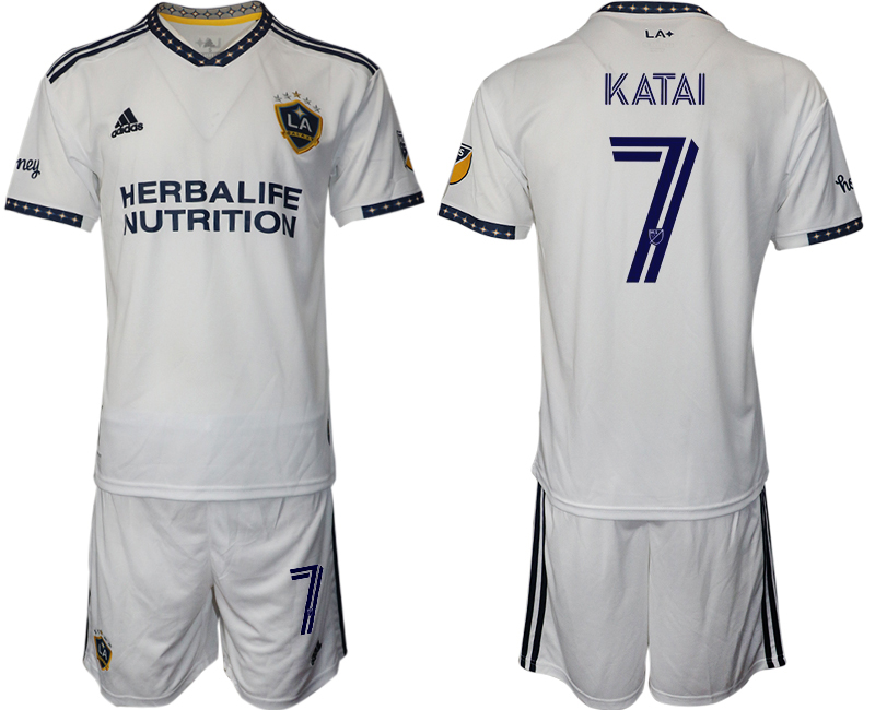 Men 2022-2023 Club Los Angeles Galaxy home white 7 Adidas Soccer Jersey